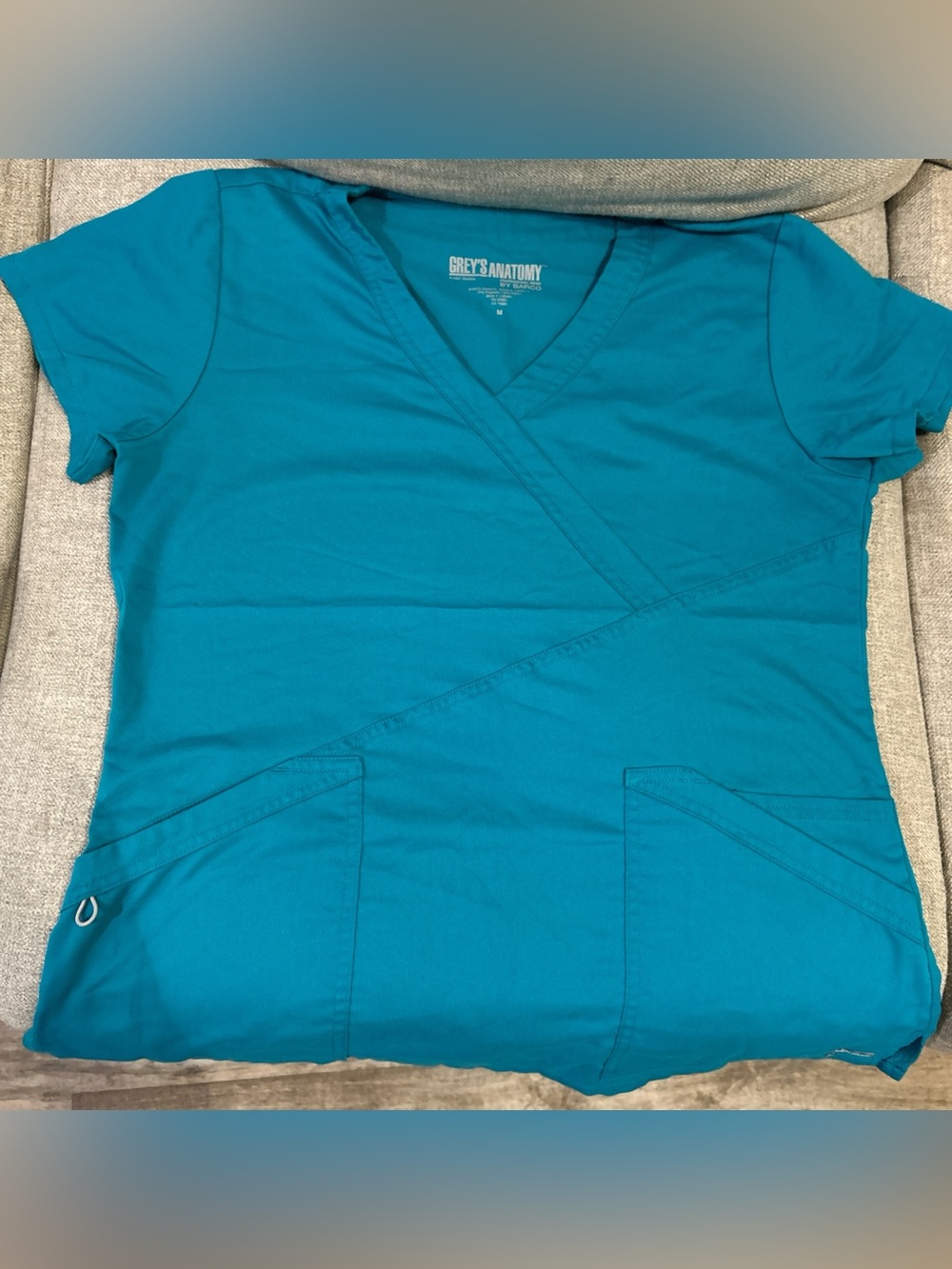 Grey's Anatomy Women's Teal Wrap V-Neck Scrub Top